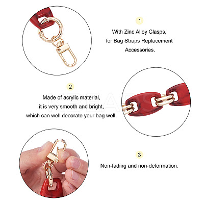2Pcs 2 Colors Acrylic Curb Chain Bag Strap FIND-GN0001-29-1