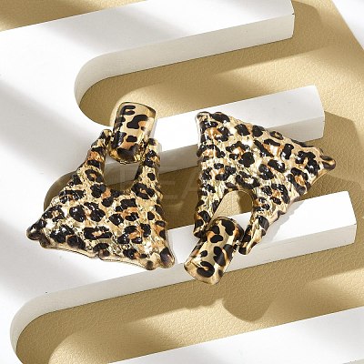 Leopard Print Alloy Dangle Stud Earrings LS-EJEW-K304-01D-G-1