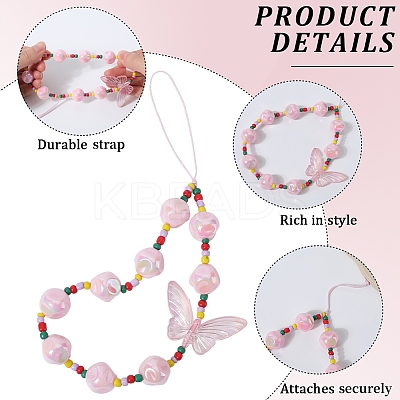 Acrylic Beaded Mobile Phone Lanyard Wrist Strap AJEW-WH20006-62-1