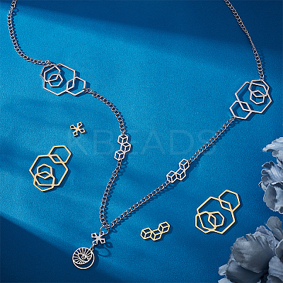 12Pcs 6 Style 201 Stainless Steel Filigree Joiners Links STAS-UN0040-86-1