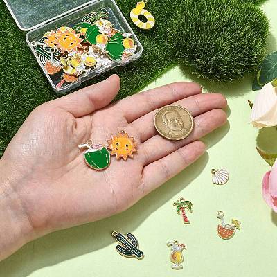 40Pcs 8 Styles Alloy Enamel Pendants ENAM-CJ0006-10-1