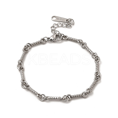 Non-Tarnish 304 Stainless Steel Twist Bar Link Bracelet for Women BJEW-G667-01P-1