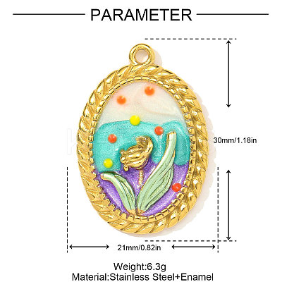 304 Stainless Steel Enamel Pendants STAS-OY003-82G-1