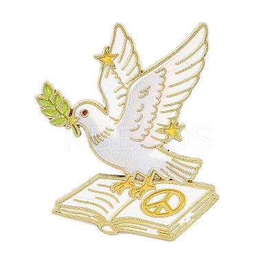 Peace Dove with Olive Branch Enamel Brooches AL-I001-01G-03-1