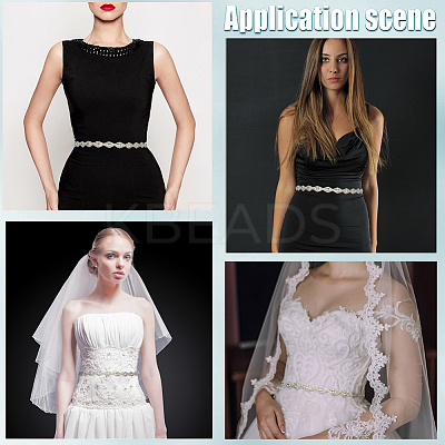 Metal Full Crystal Rhinestone Horse Eye Bridal Waist Belts for Wedding Dress AJEW-WH20080-65F-S-1