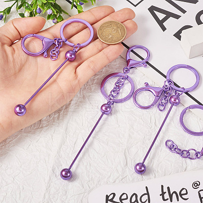 5Pcs Alloy and Brass Bar Beadable Keychain for Jewelry Making DIY Crafts DIY-SW0001-15C-1