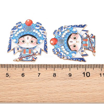 Peking Opera Cat Alloy Enamel Cabochons AL-CBA1A6F-04KCG-D-1