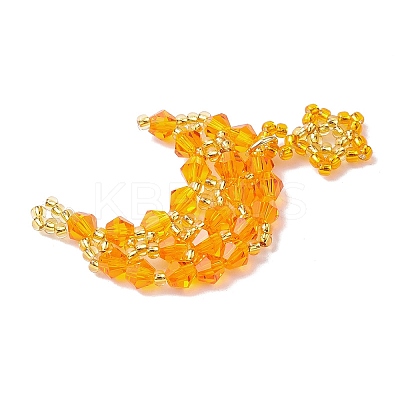 Imitation Austrian Crystal 5301 Glass & TOHO Round Seed Beaded Pendant PALLOY-MZ00179-04-1