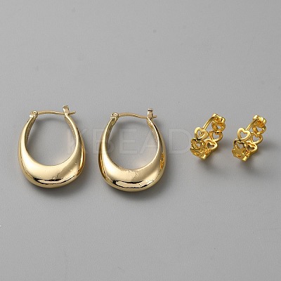 2 Pairs 2 Styles Brass Hoop Earrings Set EJEW-I301-01-1