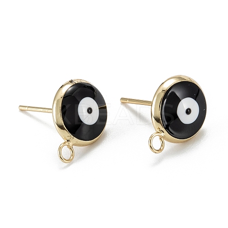 Eco-Friendly Brass Enamel Stud Earring Findings KK-H761-02G-D-1