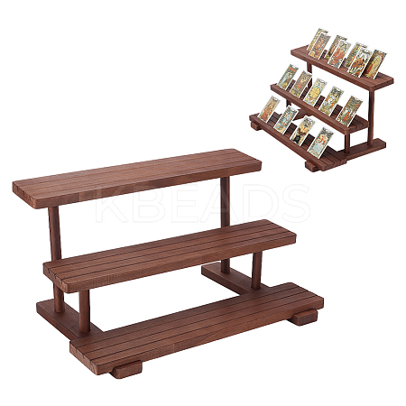 3-Tier Wood Jewelry Display Card Display Riser Stands ODIS-WH0086-104B-1