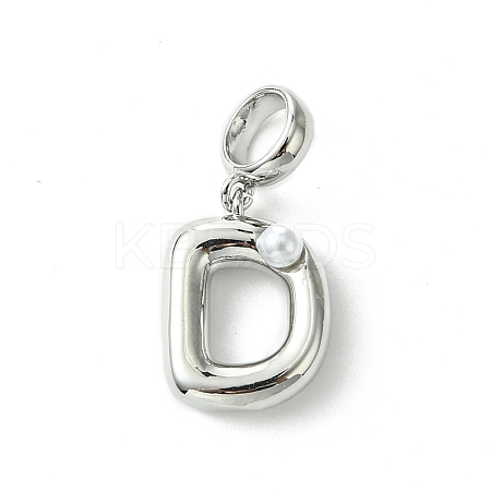 Rack Plating Brass with ABS Plastic Pearl European Dangle Charms KK-G501-02D-P-1