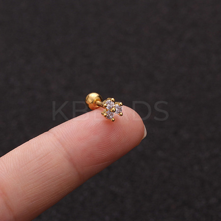 316L Surgical Stainless Steel Micro Pave Clear Cubic Zirconia Clover Cartilage Earrings WG9CD6D-27-1