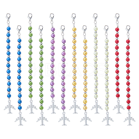 Plane Alloy & ABS Plastic Imitation Pearl Beaded Replacement Zipper Sliders HJEW-FH00031-1