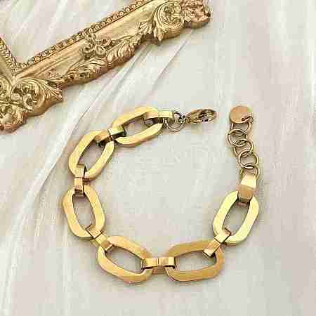 304 Stainless Steel Cable Chain Bracelets for Women BJEW-S173-02A-G-1