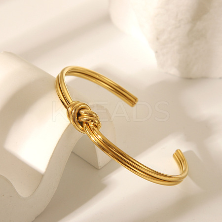 304 Stainless Steel Cuff Bracelets for Women BJEW-Z134-04G-1
