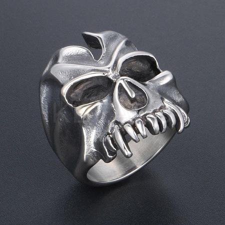 Halloween Alloy Cuff Rings for Men RJEW-D328-04AS-1