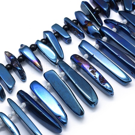 Electroplated Natural Agate Bead Strands G-E502-01B-1