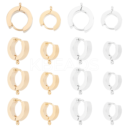 24Pcs 4 Style 201 Stainless Steel Huggie Hoop Earrings Findings STAS-DC0001-23-1
