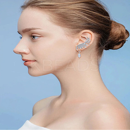 1 Pair Alloy Glass Dangle Cuff Earrings for Women EJEW-LP0012-15-1