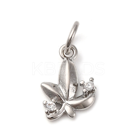 Brass Micro Pave Clear Cubic Zirconia Charms KK-P308-72P-1