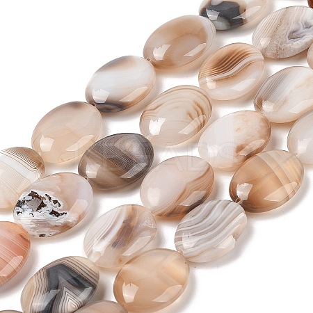 Natural Striped Agate/Banded Agate Beads Strands G-Q182-01K-1