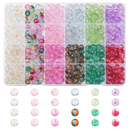 552Pcs 11 Colors Frosted Baking Paint Glass Beads DGLA-FS0001-14-1