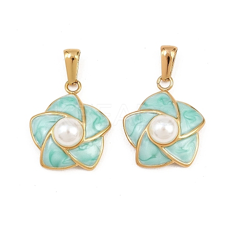 304 Stainless Steel Enamel Pendants STAS-P438-13B-G-1