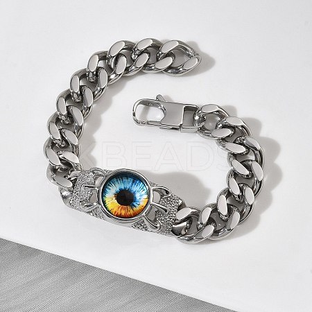 Eye 201/304 Stainless Steel Link Bracelets BJEW-F522-02P-03-1