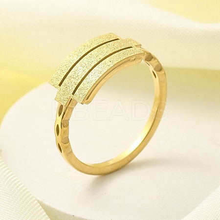 Textured Rectangle 304 Stainless Steel Finger Ring for Women RJEW-L126-05B-05G-1