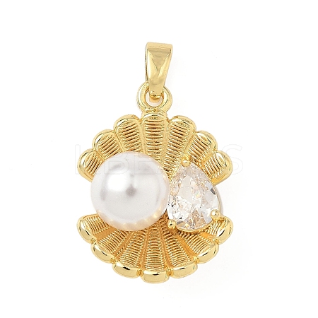Brass Pave Cubic Zirconia Pendants KK-H076-02G-1