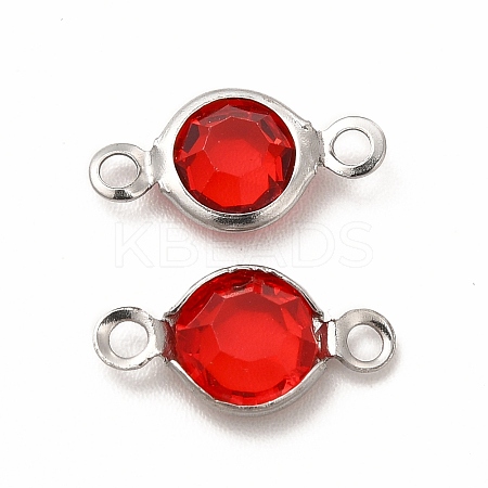 304 Stainless Steel with Glass Connector Charms STAS-G305-08P-02-1