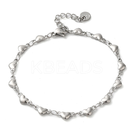 Non-Tarnish 304 Stainless Steel Heart Link Chain Bracelets for Women BJEW-K237-07P-1