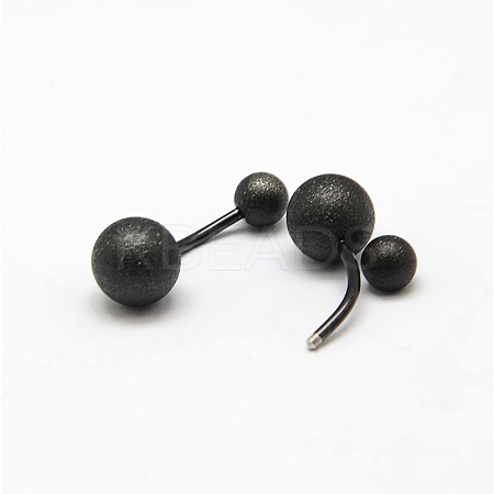 Textured Curved Barbell 316L Surgical Stainless Steel Belly Button Rings AJEW-G008-A-08B-1