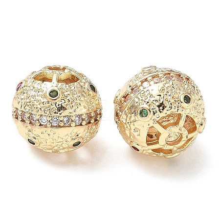 Brass Micro Pave Cubic Zirconia Beads KK-A254-22KCG-1