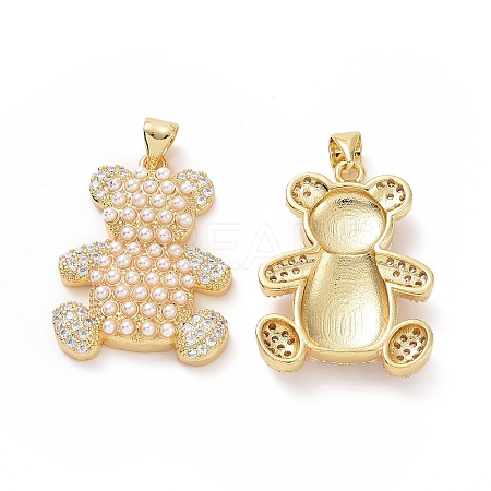 Brass Micro Pave Clear Cubic Zirconia Pendants ZIRC-F134-05G-1