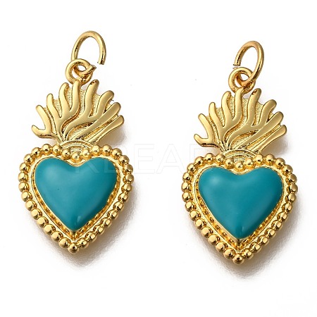 Golden Tone Brass Enamel Pendants KK-K750-01G-D-1