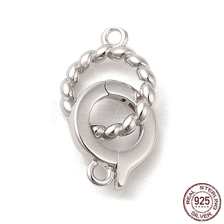 Rhodium Plated 925 Sterling Silver Fold Over Clasps X-STER-G038-06P-1