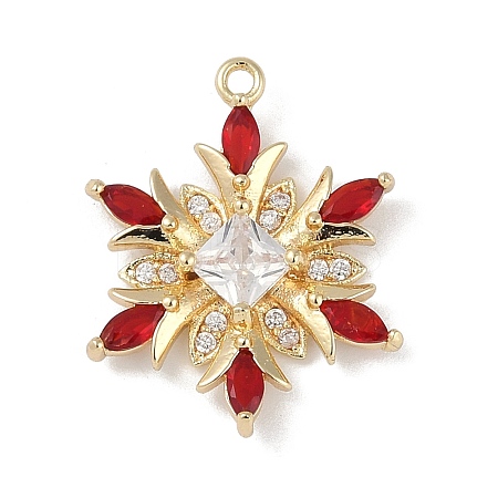 Christmas Theme Brass Micro Pave Cubic Zirconia Pendants KK-Z065-01-01G-1