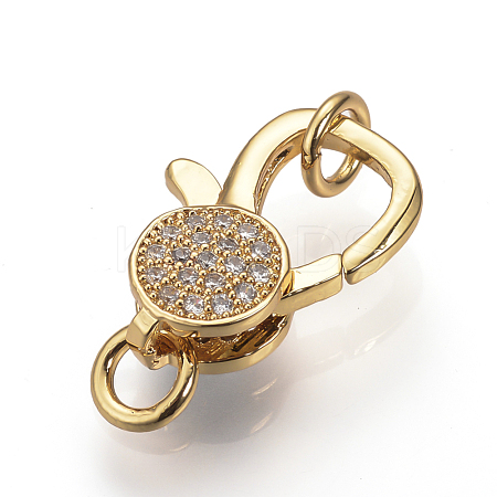 Brass Micro Pave Cubic Zirconia Lobster Claw Clasps ZIRC-S058-21G-1