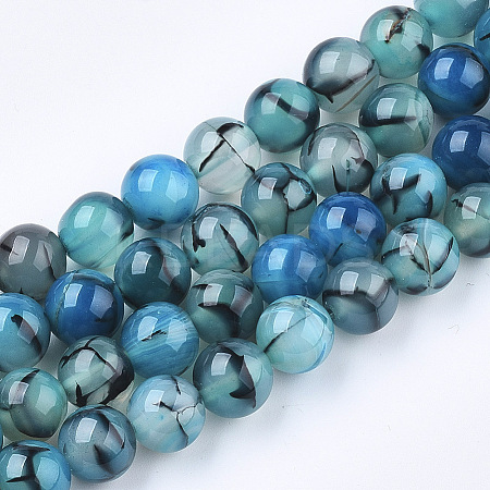 Dyed Natural Dragon Veins Agate Beads Strands X-G-Q462-128C-10mm-1
