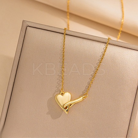 Heart 304 Stainless Steel Pendant Necklaces for Women NJEW-D288-01G-1