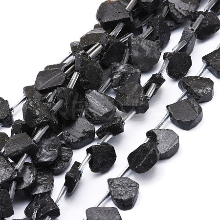 Natural Black Tourmaline Beads Strands G-E569-R08-1