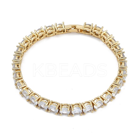 Rack Plating Brass Micro Pave Cubic Zirconia Chain Bracelets BJEW-P341-06A-G-1