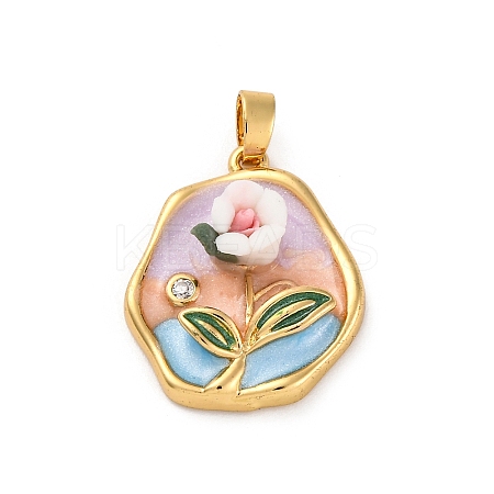 Brass Enamel Pendants KK-S502-02G-1