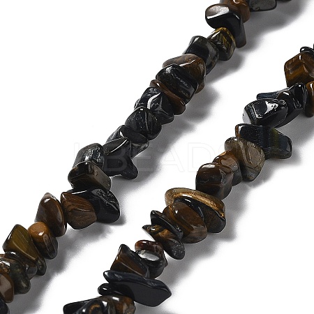 Natural Yellow Blue Tiger Eye(Dyed & Heated) Chip Beads Strands G-M205-03A-1