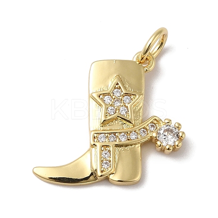 Rack Plating Brass Micro Pave Clear Cubic Zirconia Pendants KK-B092-34G-1