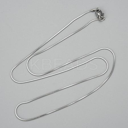 Non-Tarnish 304 Stainless Steel Square Snake Chain Necklaces NJEW-P170-01P-08-1