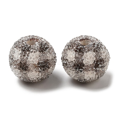 Spray Painted Wood European Beads with Rhinestone RESI-C038-03F-1
