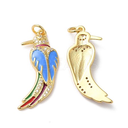 Rack Plating Brass Micro Pave Clear Cubic Zirconia Pendants KK-D074-08G-1